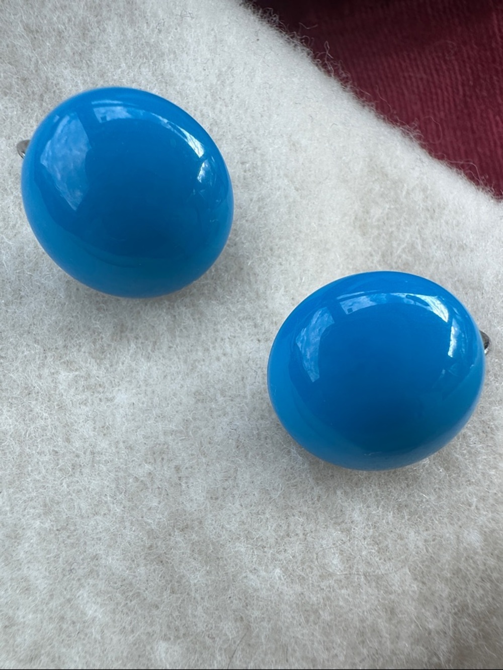 Vintage Mini Round Blue Clip-On Earrings